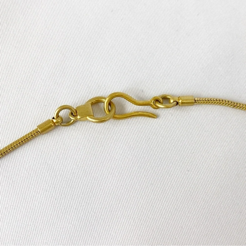 Madewell Gold-tone Brass With Black Cabochons Bar Necklace Hook Clasp 19” - Picture 7 of 10